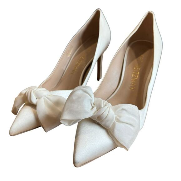 Revolve Stuart Weitzman White Anny Bow-detailed Pumps - Picture 6 of 12